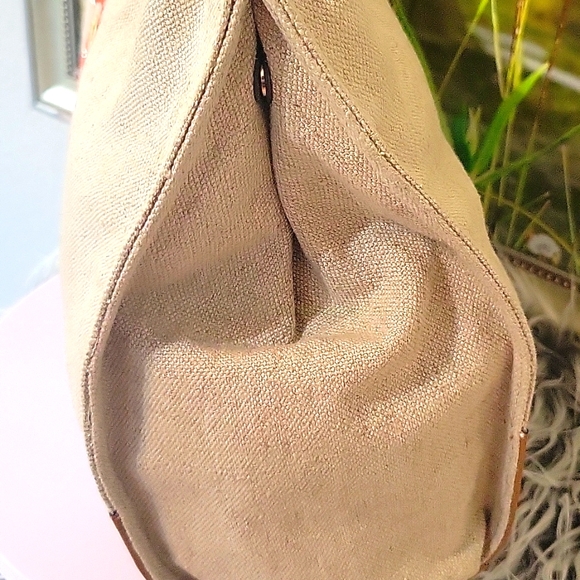 Tory Burch Embroidered Logo Broen Canvas & Leather Ella Tote Bag W/COA - Picture 5 of 14